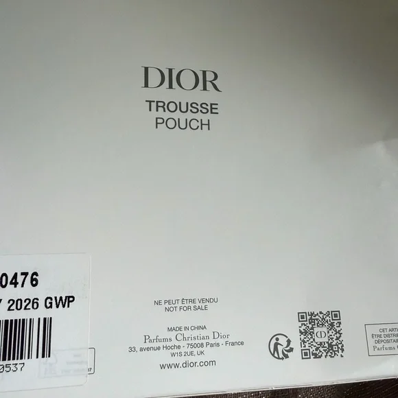 Dior Cream Round Cosmetic Pouch with Pink & Gold Butterfly Embroidery - Picture 7 of 10